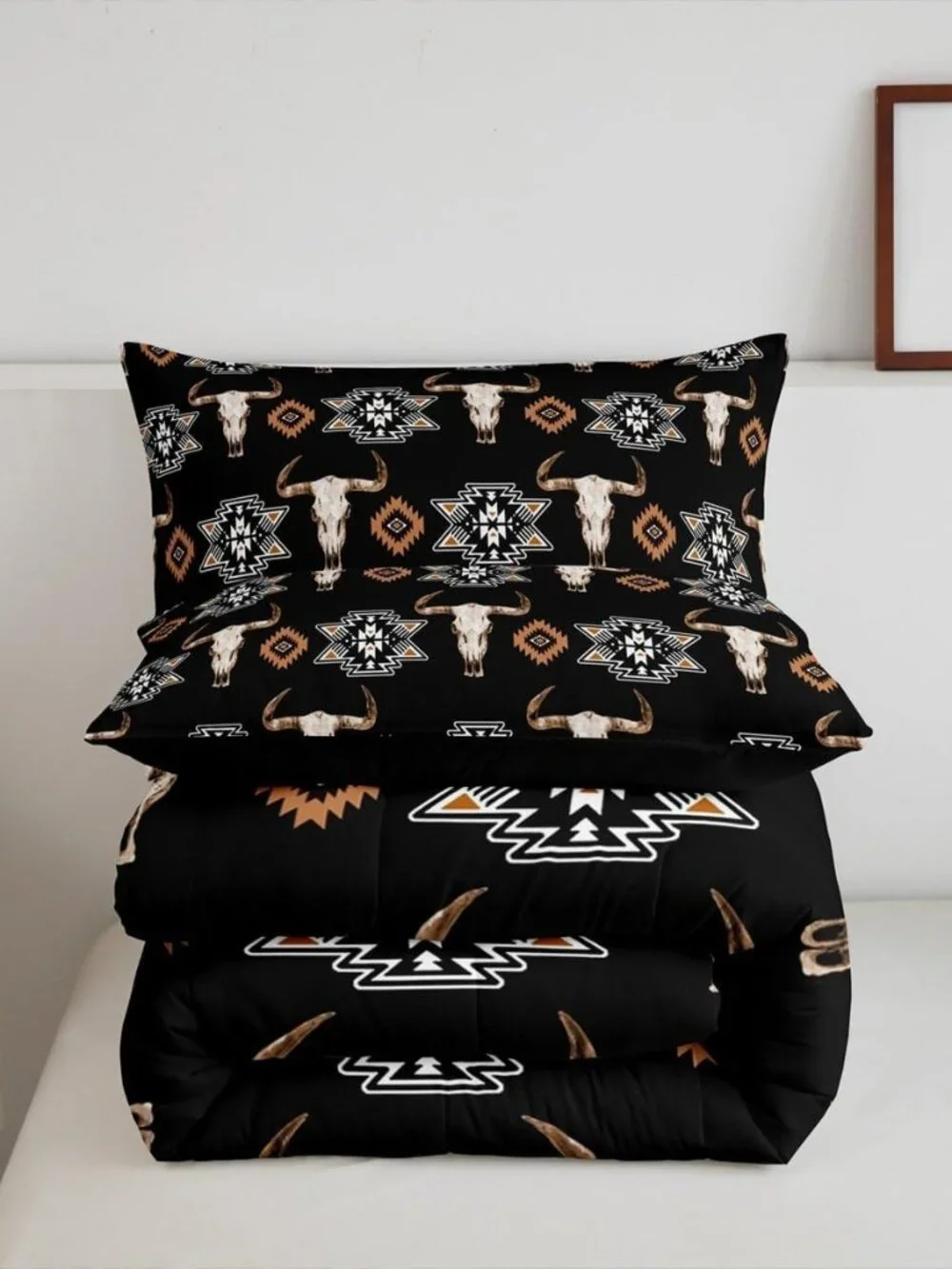 Bull Skull Bedding Set Boho Southwestern Comforter Set Twin,Kids Teens Adults Bo